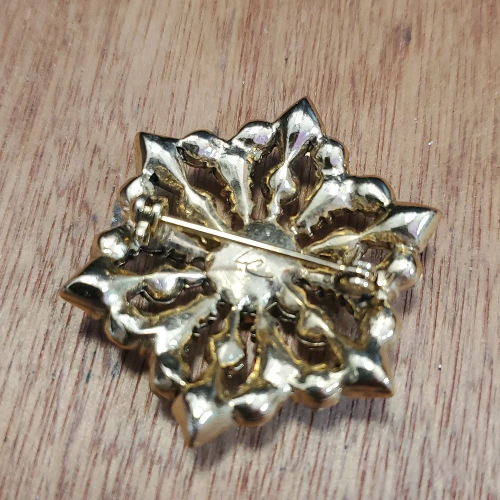Liz Claiborne Autumn Colors Rhinestone Brooch Pin DX776